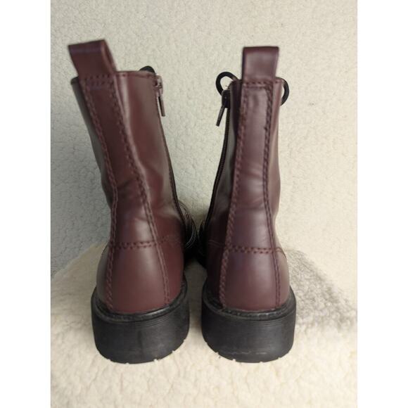 Combat Lug Boots Size 7.5 Military Style Women's Comfort Time & Tru Wine * - Picture 6 of 14